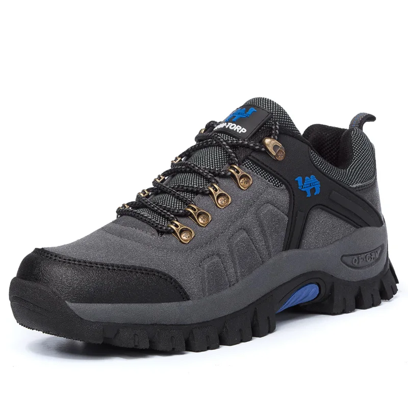 China Wholesale Sepatu Gunung Waterproof Cow Suede Leather Hiking Shoes for Men