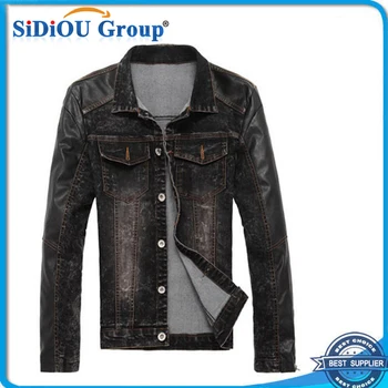 Popular Denim Jacket Leather Sleeve-Buy Cheap Denim Jacket