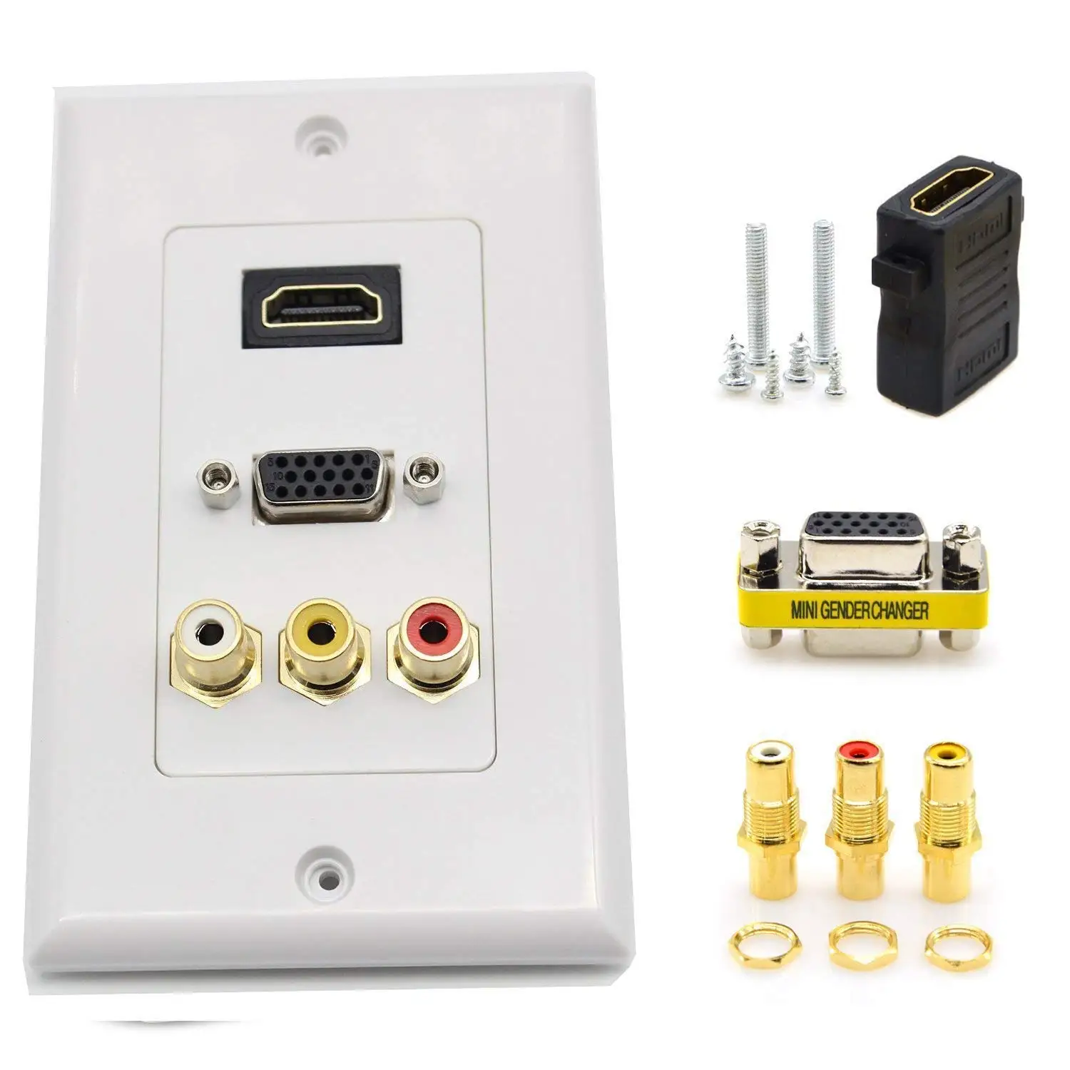 Sockets Office Products RGB 2RCA Stereo Audio Combo Port Insert Jack