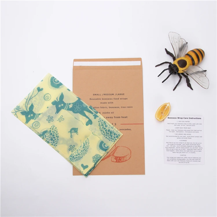 

FDA Certified 100% Cotton Fabric Eco Friendly Reusable Beeswax Food Wrap With Pattern