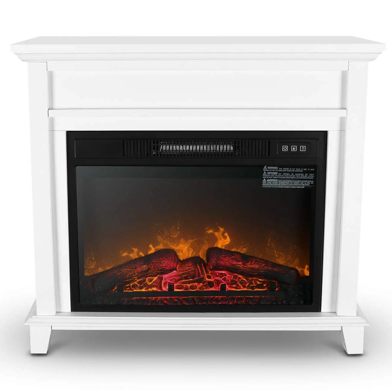 Electric Insert Fireplace With White Mantel Thermostat Modern Home