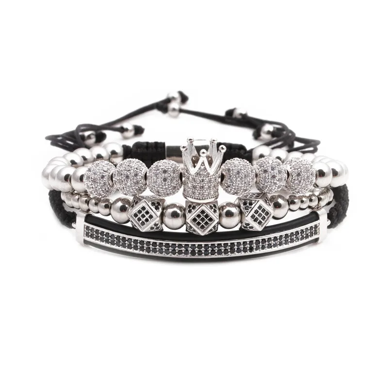 

Latest Design Women Jewelry Bracelet Glamour Colorful Zircon Embed Adjustable Woven Bracelet Copper bead Charm Bracelet, Picture