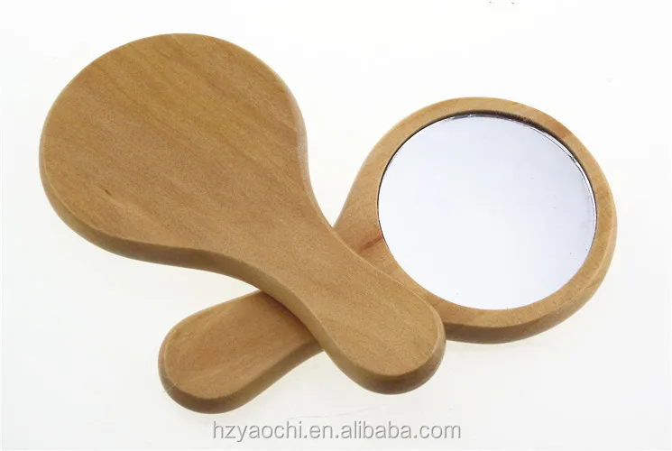 unfinished wooden hand mirror