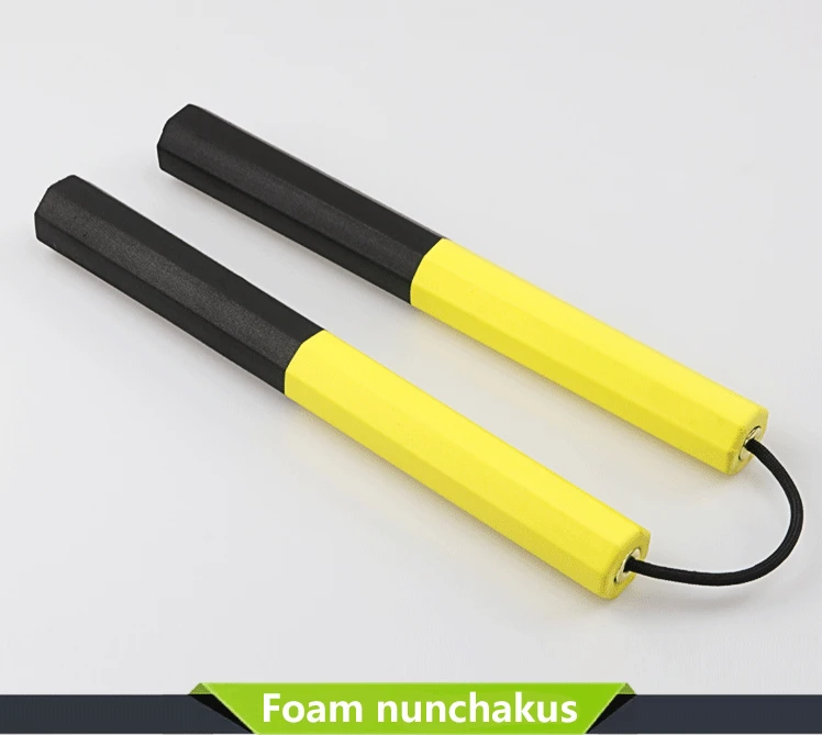 Custom Safety Eva Foam Yellow And Black Foam Nunchakus Kung Fu Sponge