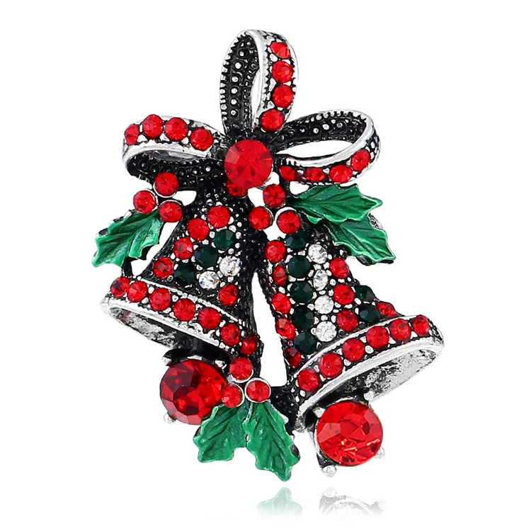 女性最喜欢的豪华红色全水晶钟胸针圣诞胸针