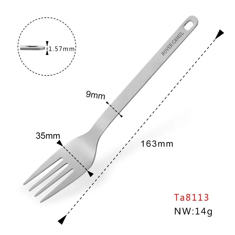 Manufacture wholesale titanium cutlery set fork- spoon Outdoor camping titanium spork ultralight Hiking tableware