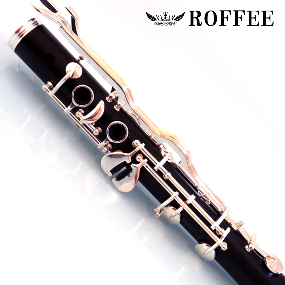 ROFFEE A506 Professional Performance Level Ebony Wood Silver Plated 18 Keys 4 Rings G Tone German Style Clarinet