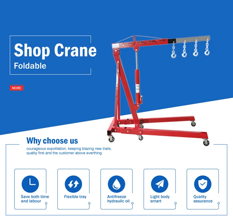 Workshop cheap 2t foldable shop crane for car engine