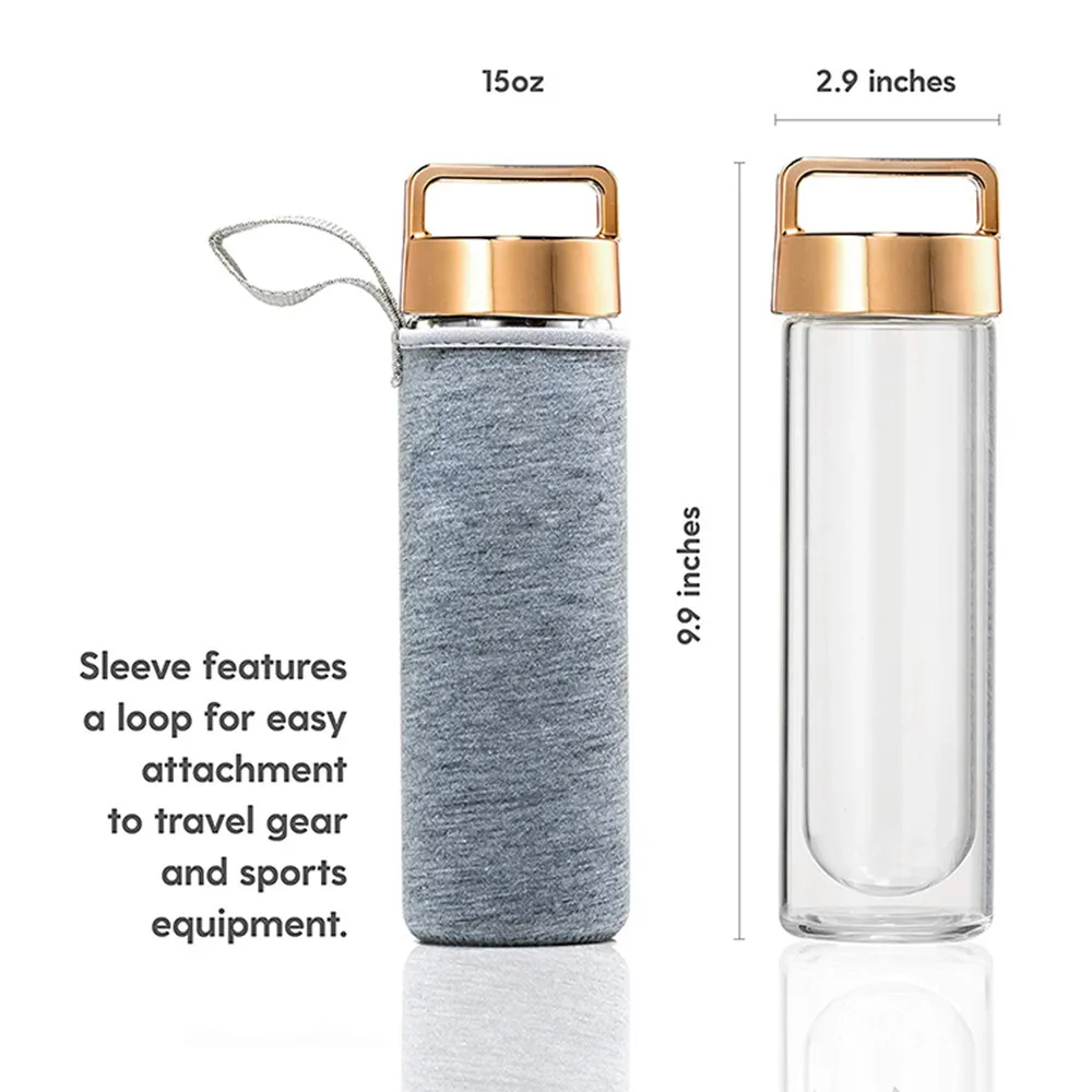 20oz fruit glass water filter cup tea infuser travel water bottle with stainless steel infuser and strainer