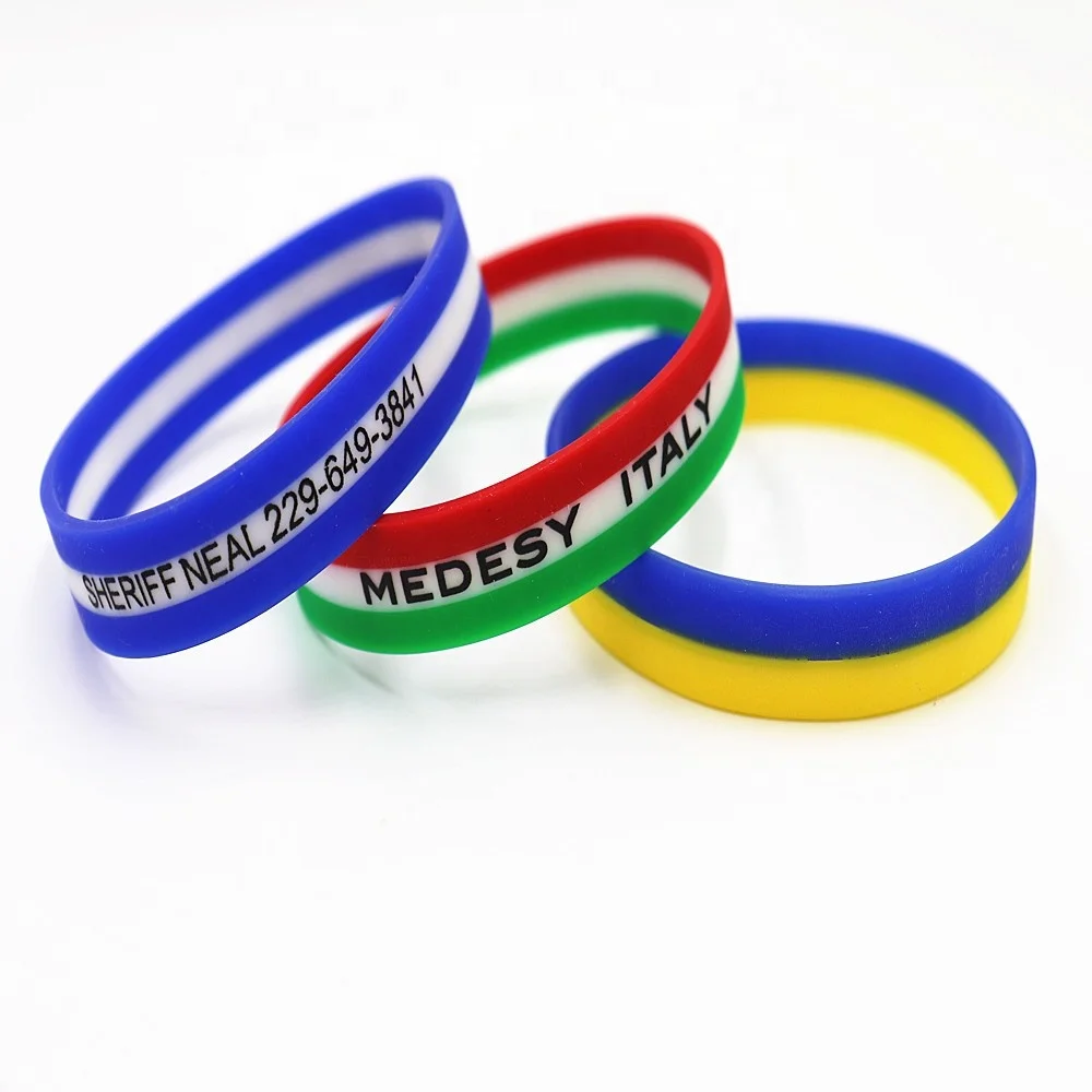 

blue and yellow color striped blank silicone bracelet, All color