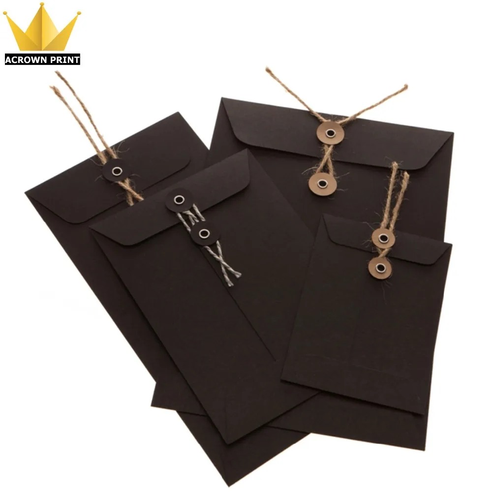 

wholesale Bespoke c4/A4 black kraft gusset string washer envelopes, Cmyk/pms