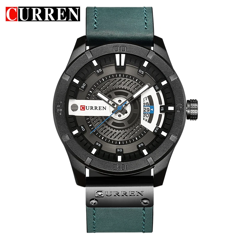 

Top Brand Men's Sports Watches Military Leather Strap Business Fashion Date Clock Quartz Analog Luxury Curren 8301 Watch Men New