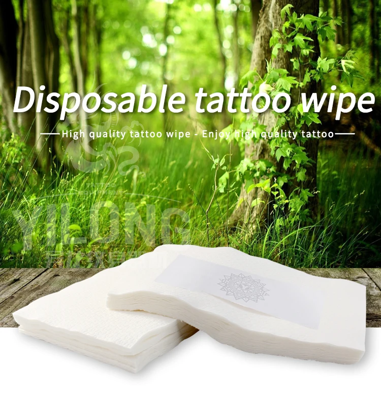 Yilong high quality disposable tattoo wipe 100% pure natural plant material tattoo wipe