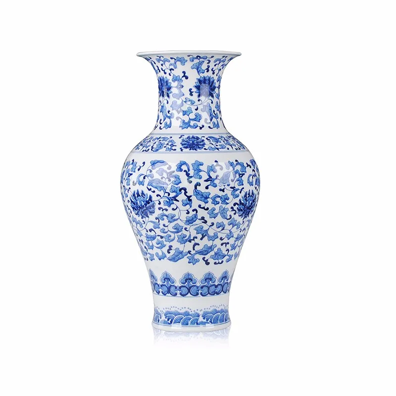 Modern Fashion Floor Standing Big Blue And White Porcelain Vase Buy