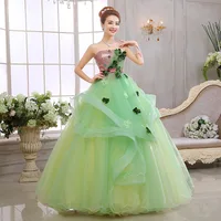 

2018 Beautiful Colored wedding dress New Korean Style Yellow Green Princess Gowns