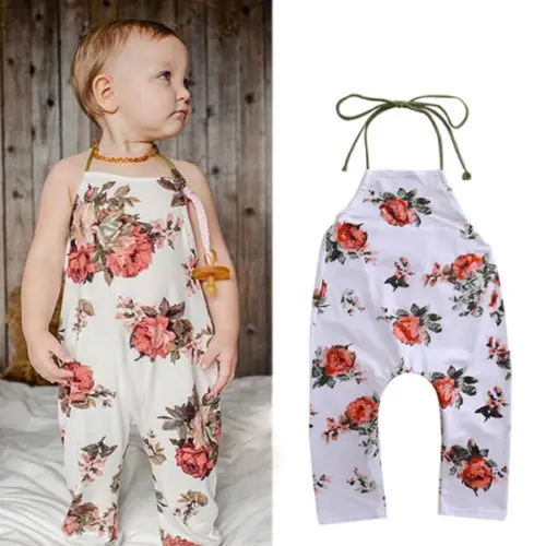 

GG246A custom made fashion bandage rose pattern jumpsuit baby romper set, As picture showed