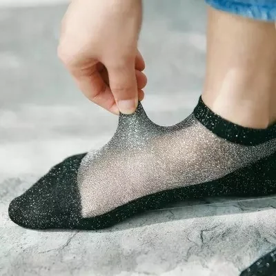 

ladies fashion ankle socks , ankle socks with shiny fiber, N/a