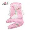 2019 kids clothing spring wear 1 2 3 years baby girl children hoodie clothes sets with vest+ t-shirt + pants 3pcs