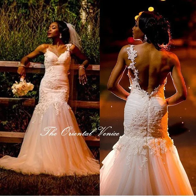 

NE267 Robe de Mariage African Style Backless One Shoulder Mermaid Wedding Dress Vestidos de Novia Custom Made Bridal Gowns, Default or custom