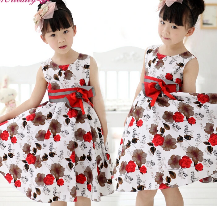 Red elegant font b fancy b font girls child princess wedding font b dress b font