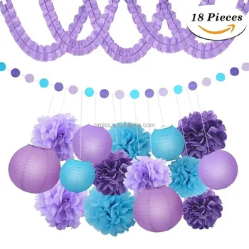 Umiss Paper Pom Poms Flower Lanterns Garland For Birthday Baby