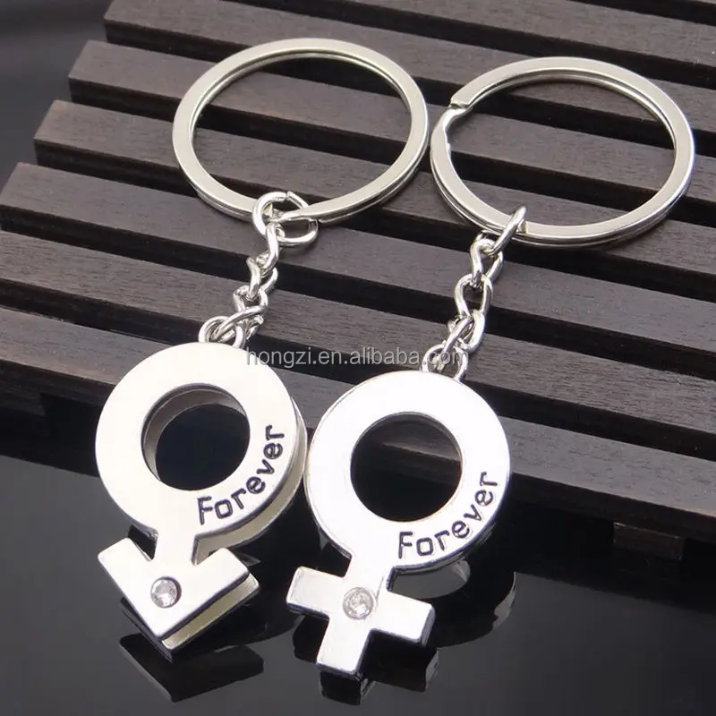 

Valentine's Day Gift Novelty Couple Keychain Llaveros Trinket Lovers Heart Key Chains Rings Wedding Jewelry, 3 times rhodium plated