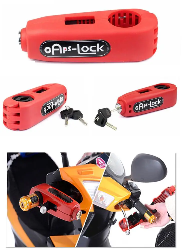 
Motorcycle brake lever disc lock set orange,green,yellow,red,black and blue. 