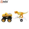 With light friction dinosaur trailer car toy with dinosaur