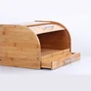 100% natural Bamboo Rolltop Bread Box,large modern bread box with pull-out drawer