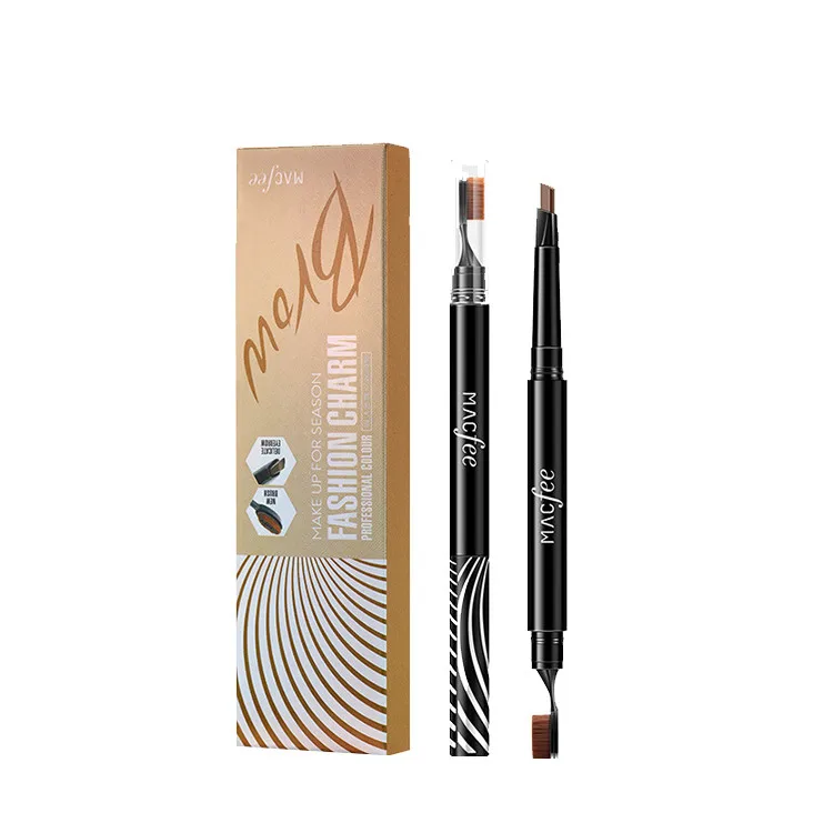 

4 colors Wholesale Factory price Natural Eyebrow Pencil with brush Double head waterproof Eyebrow Pencil, Customized
