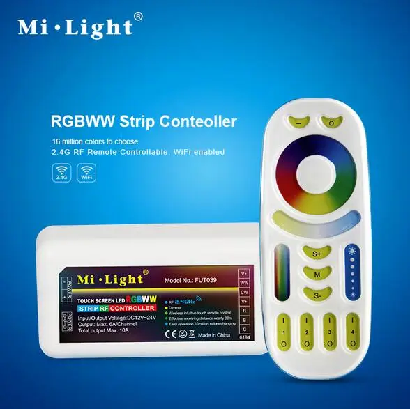Mi Light FUT039 Wireless 2.4G 4-Zone RF Wireless RGB+CCT LED Controller for RGB CCT Led Strip Light