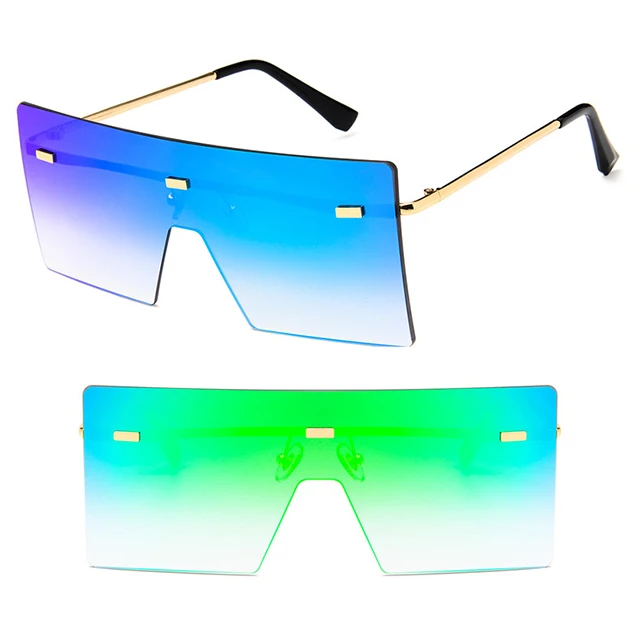 

DLL8587 Fashion Rimless Conjoined Big Frame Ocean one piece Lens sun glasses sunglasses