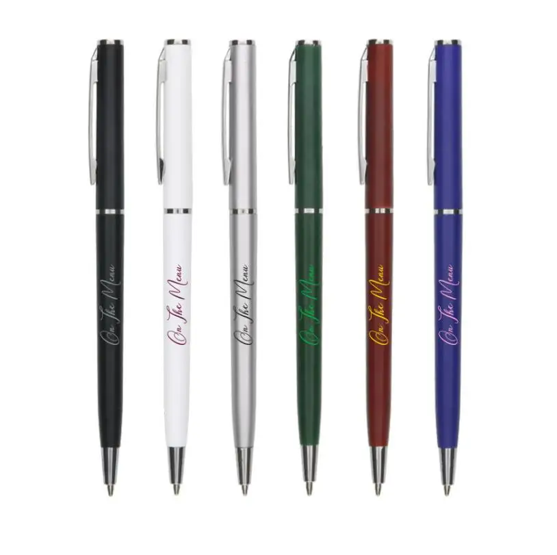

Hotel custom logo metal Ballpoint pen thin slim metal ball pen, Customized