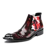 T-Show fashion boy nice Chelsea boots Patent leather cowboy boots red boots