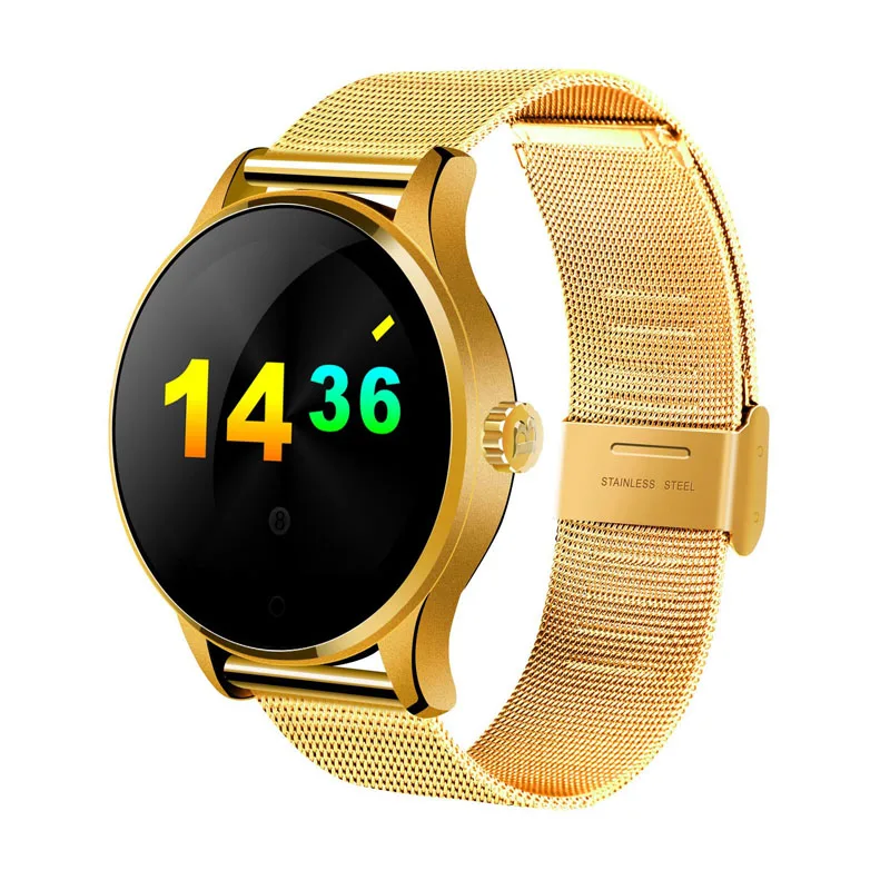 

Winait Hot K88H Smart Watch 1.22 IPS Round Touch Screen with Heart Rate Monitor MTK2502 CPU 300Mah Battery Wireless SmartWatch, Black;silver or gold