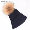Reliable Quality China Beanie Hat Real Ball Pom Winter Knitted Fur Hat For Women