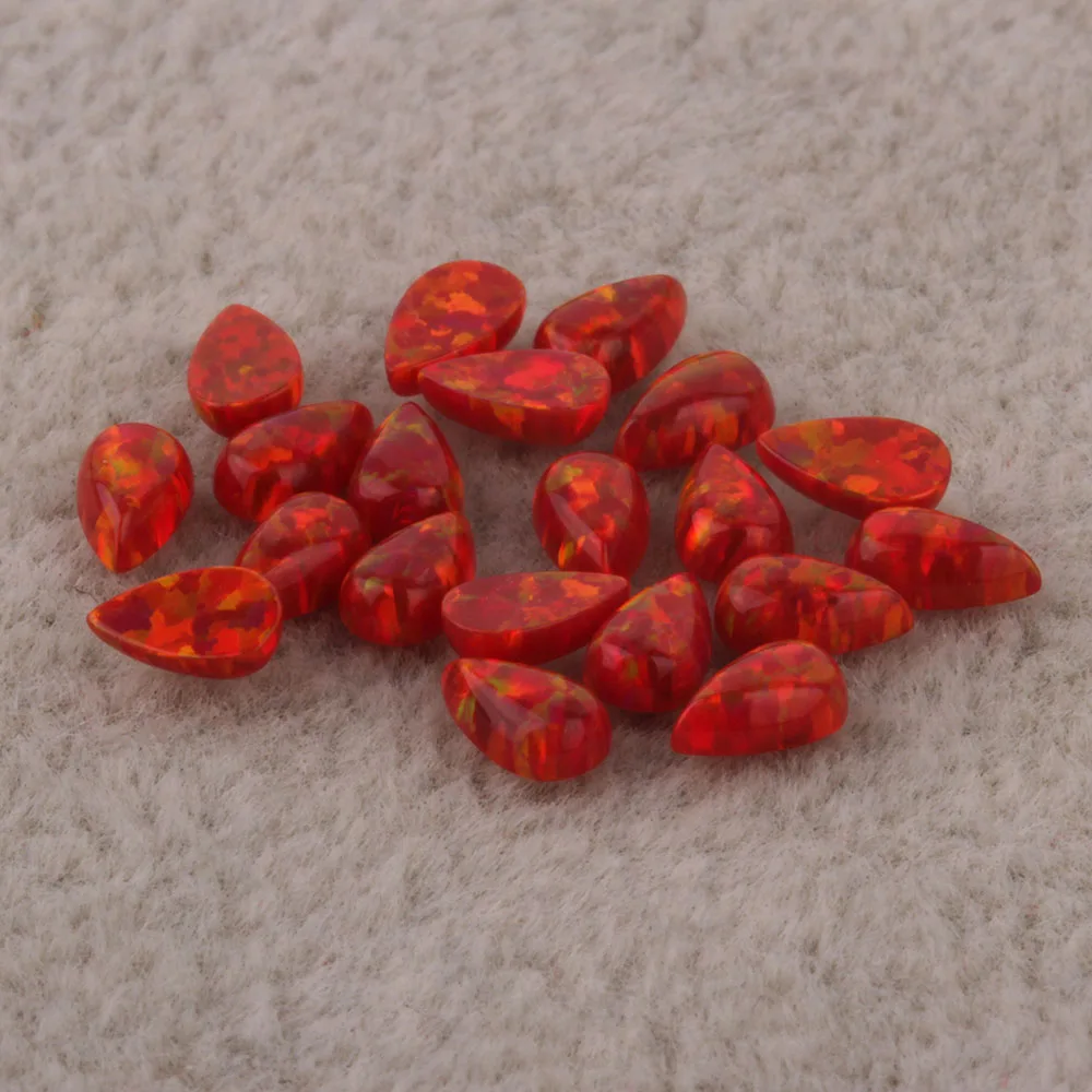 梨形红色火合成蛋白石松散宝石