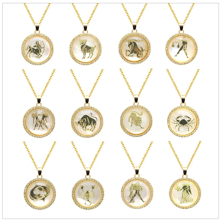 2018 Mother Of Pearl Zodiac Necklace Christmas Gift Stars Necklace