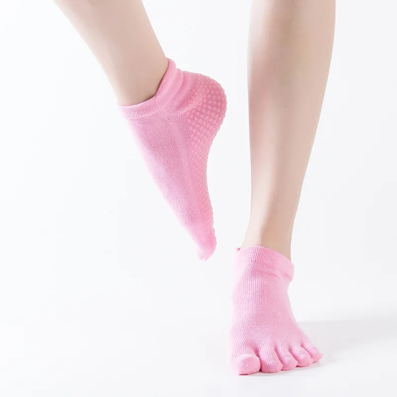 
High Quality Solid Colored Toe Socks Anti Slip Pilates Yoga Socks 