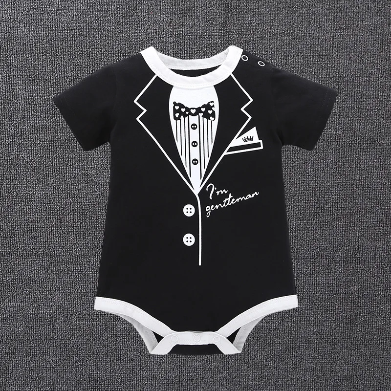 

6-24M Toddler Clothing Romper Baby Boy Gentleman Bodysuit, Black;white