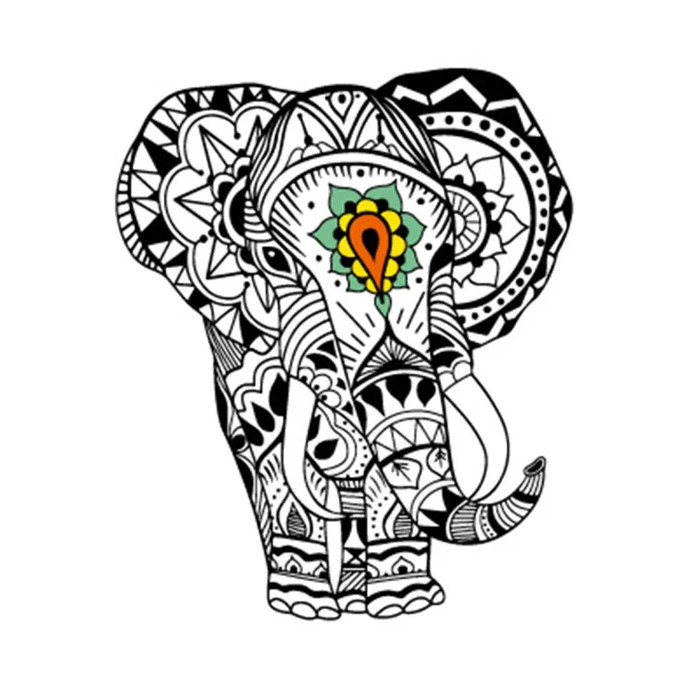 Yeeech Temporary Tattoo Sticker Animal Elephant Thailand God Design Black W...