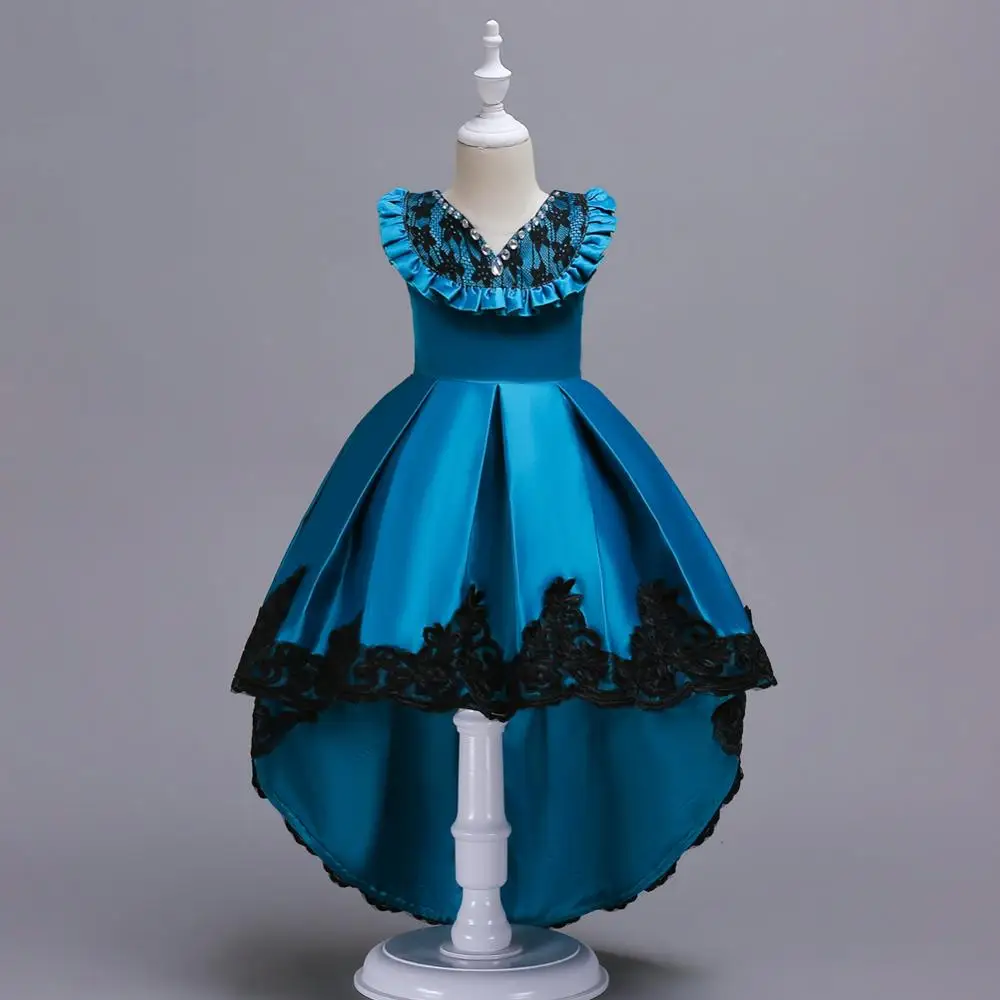 

European Style Girl's New Year's Ball gown Delicate embroidered princess's Birthday Dress beads kid bridesmaid dresses