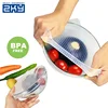 4 Pack LFGB Seal Cover Cling Film Soft Silicone Reusable Food Stretch Wrap