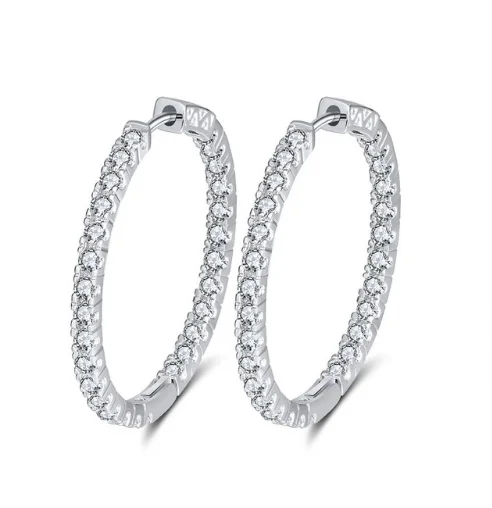 

RINNTIN OE137 Fashion Women Jewelry Cubic Zirconia Big Hoop Earrings