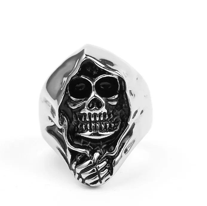 

European and American punk hand ornaments, fashion creative personality men bully Golden skull Ring, Silver