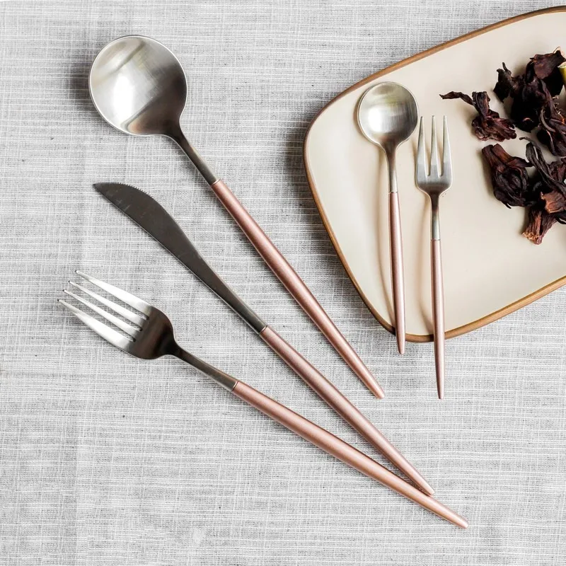 color plated stainless steel silver manly flatware sets