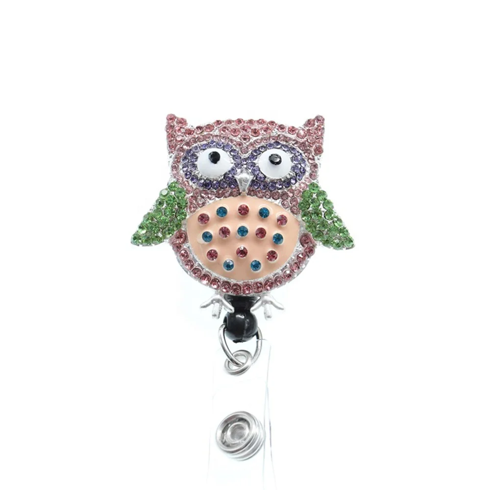 

Doctor/Nurse Accessories Lovely Cute Rhinestone Animal Eagle Owl Retractable ID Badge Holder Reel, As picture