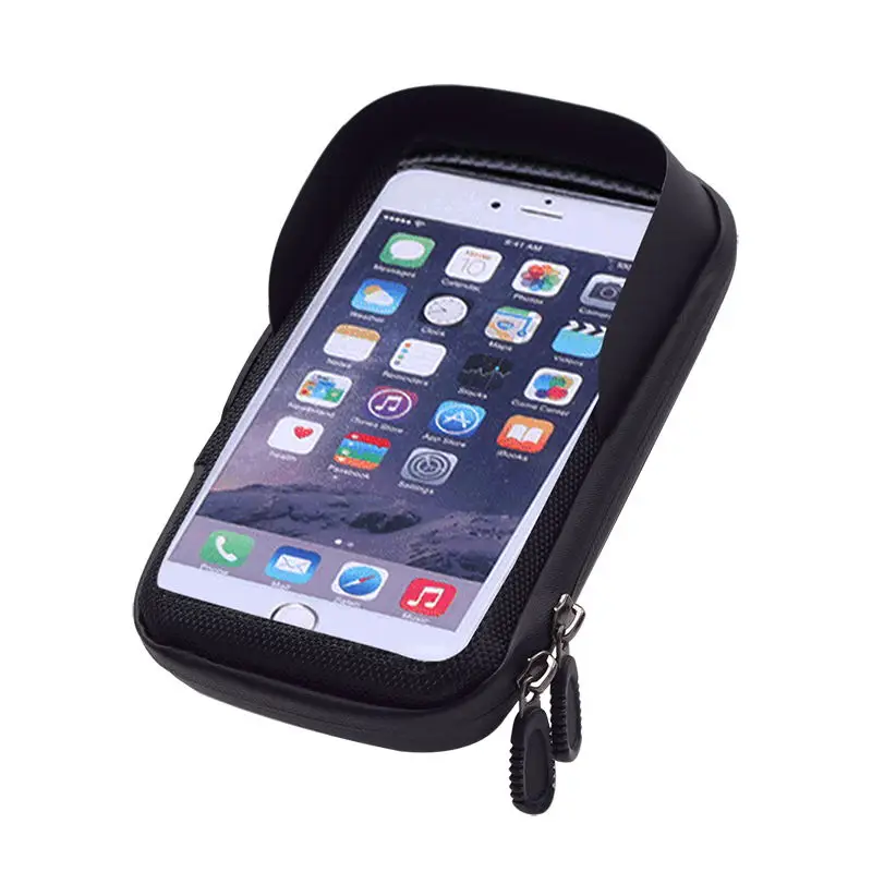 

Hot Sale Mobile Phone Bike Accessories Bicycle Bag Bicycle Front Tube Frame Bag with Double Pouch, Black