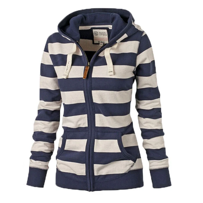 

Ladys striped hoodie women plain Anti-Shrink Anti-Pilling hoody own custom