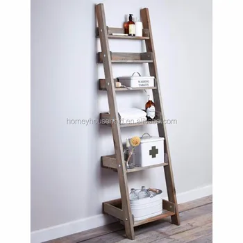 Living Room Furniture Decorative Wall Wood Ladder Shelf For Bookcase